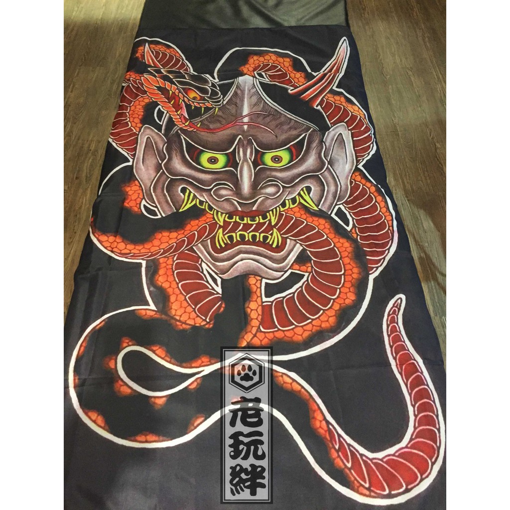 日本能面般若鬼面具掛旗日本料理刺青店裝飾傳統刺青裝飾門簾 蝦皮購物