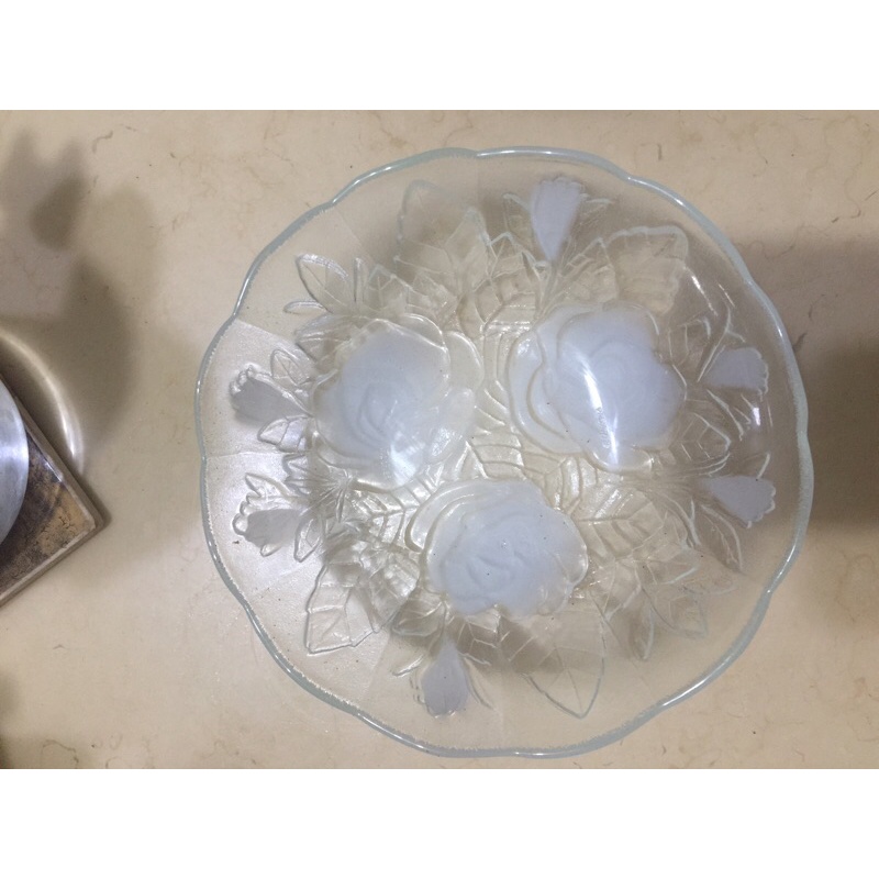玫瑰玻璃水果盤碗碟透明