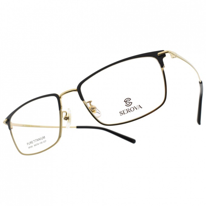SEROVA 光學眼鏡  SP250 C07 金屬眉框方框款-金橘眼鏡