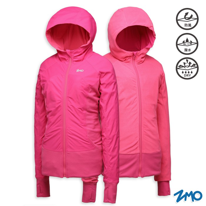 【ZMO】女輕暖天鵝絨刷毛外套(可兩面穿)- 桃紅