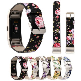 Fitbit Charge3 真皮印花田園風表帶Fitbit Charge 3 Charge2 HR真皮表帶替換表帶