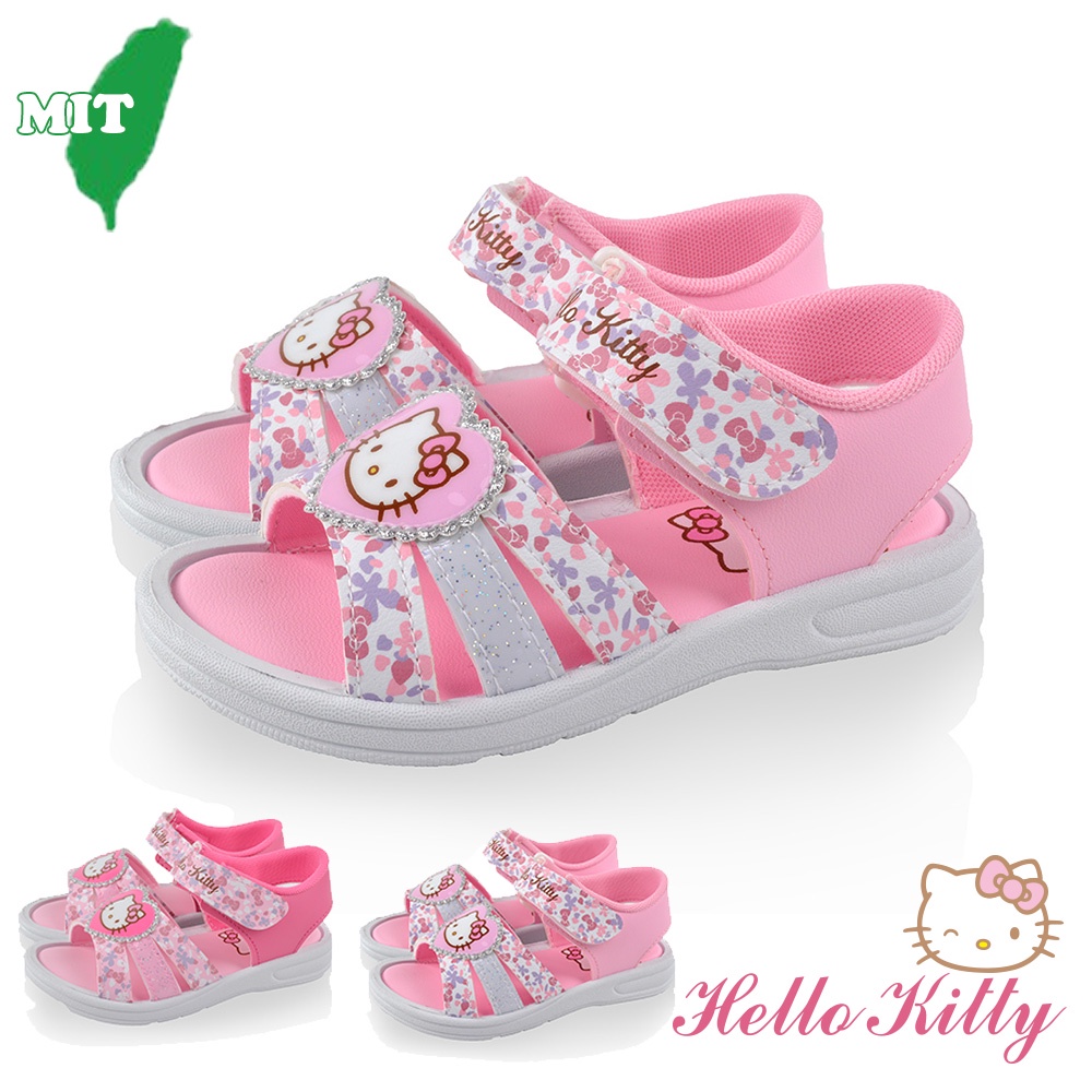 Hello Kitty童鞋 15-20cm 小碎花輕量減壓休閒涼鞋 白粉.粉(聖荃官方旗艦店)