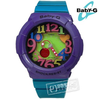 Baby-G / BGA-131-6B 繽紛霓虹 立體刻度夜光雙顯腕錶 紫色 藍綠色 42mm