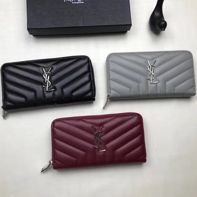 二手名品店ysl皮夾saint Laurent 羊皮拉鏈長夾ysl手拿包拉鏈錢包 蝦皮購物