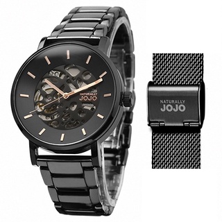 NATURALLY JOJO 經典陶瓷系列豹紋簍空機械腕錶40mm(時尚漸層黑）_ JO96960-89F 贈米蘭錶帶