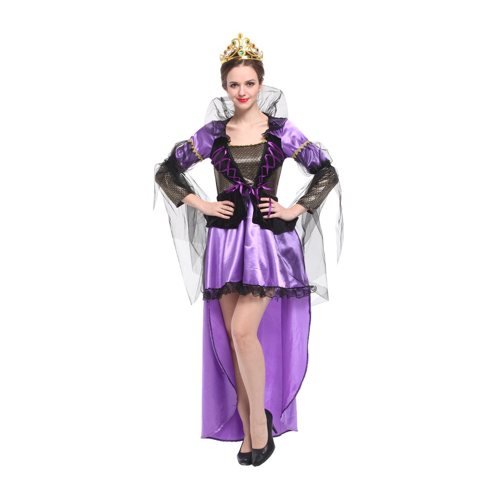 熱銷-瘋狂派對萬聖節服飾萬聖節裝扮變裝派對女王服裝公主服裝大人變裝服貴艷紫女王-糖糖精選