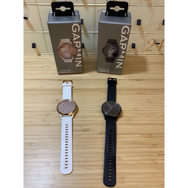 Garmin Vivomove HR 時尚智慧腕錶運動款 白色/黑色 智慧型手機 指針錶 心率智慧指針式腕錶（二手）