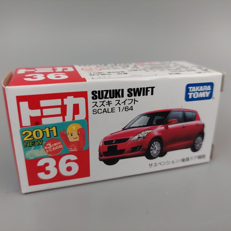 絕版新車贴 2011 tomica tomy 多美 36 Suzuki swift 紅色盒況如圖