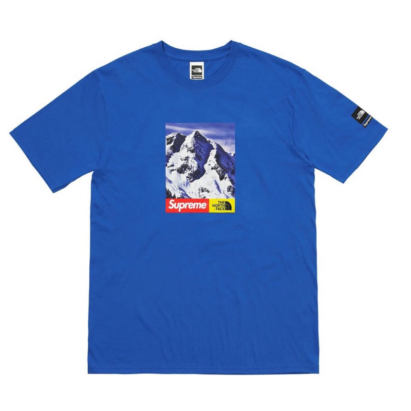 Supreme The north face mountain tee royal 雪山 聯名款 短T