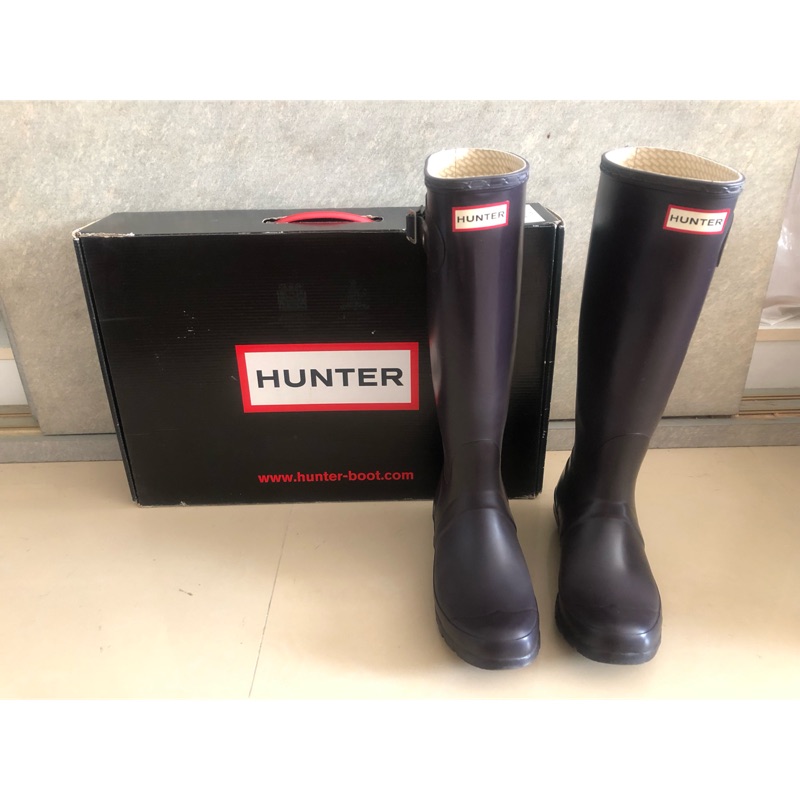 Hunter 長筒 雨鞋 雨靴 二手 深紫