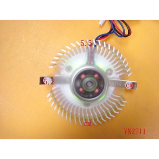 【全冠】VC-RD LED風扇 鋁製顯示卡散熱器 顯卡風扇 孔距5.2公分 12V0.13A3線 (VN2711)