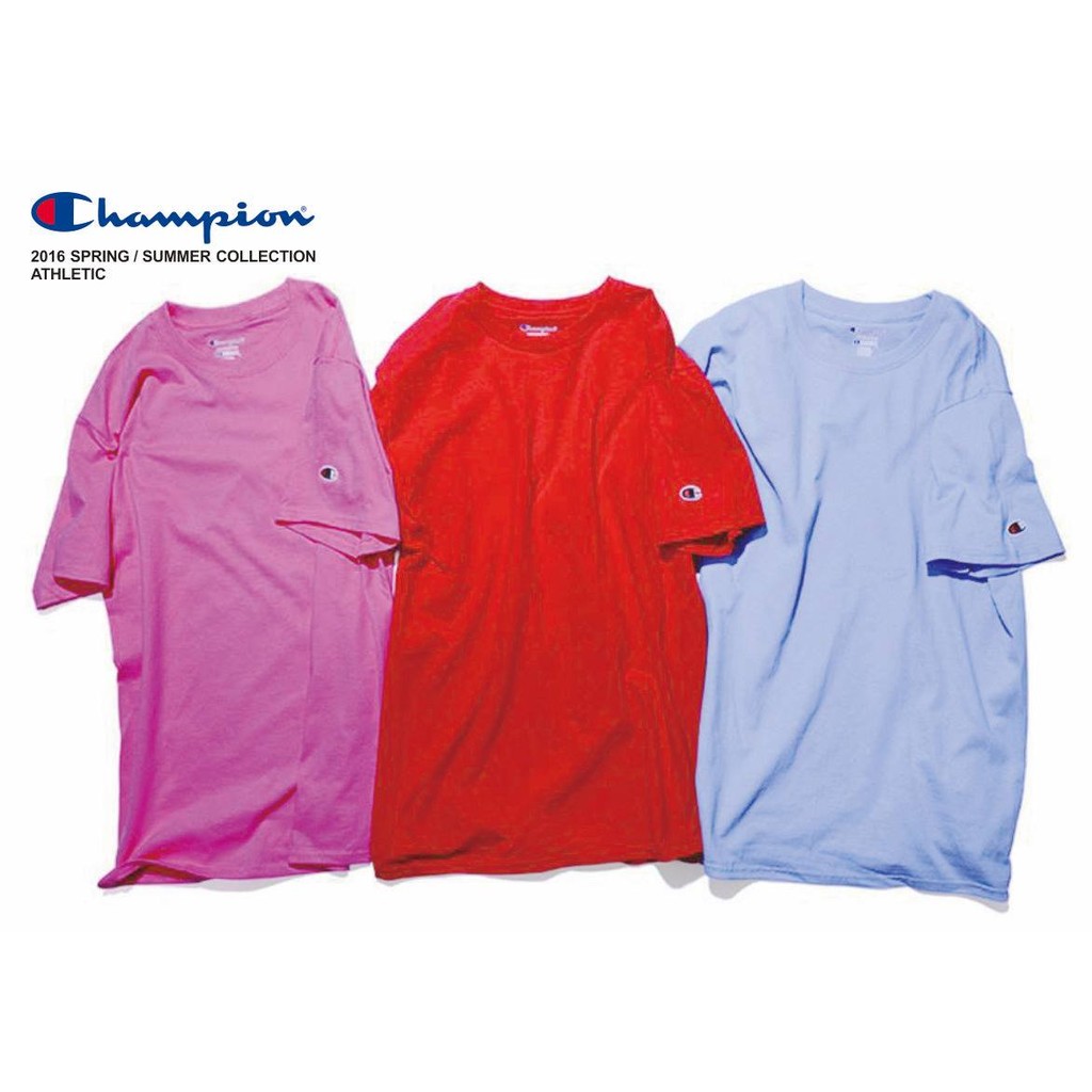 全新 日本境內限定販售 日版 CHAMPION BASIC TEE 素面 小logo 刺繡 短袖 短TEE 粉紅 美線