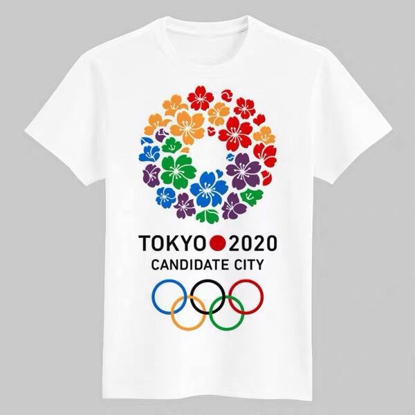 台灣出貨🔥2020年東京奧運會會徽吉祥物短袖T恤夏季衣服來圖定制奧運紀念T恤