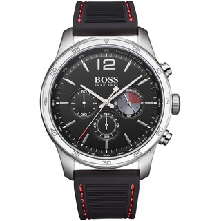 Hugo Boss＿德式競速計時腕錶-休閒系列＿三眼黑紅矽膠款_實體門市（預購款)