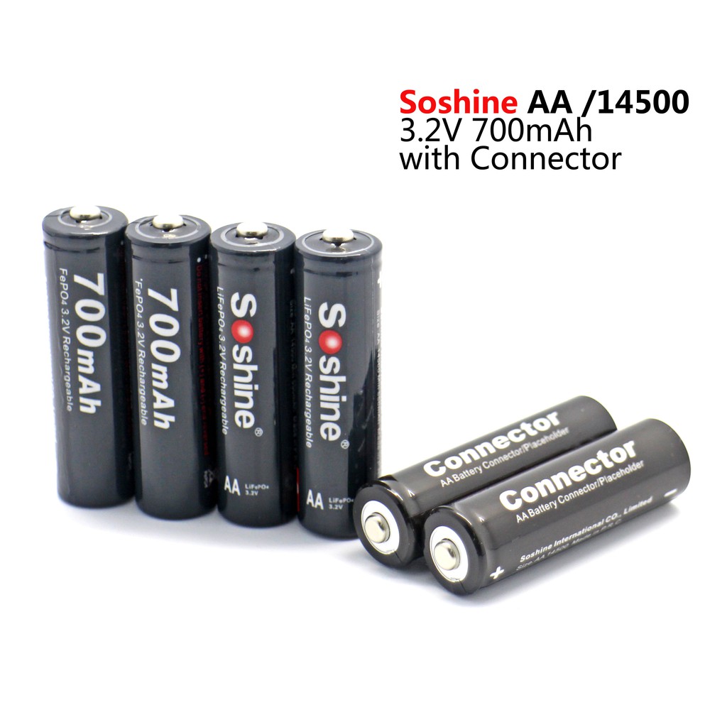 💥 14500 AA 3號電池 3.2V 磷酸鐵鋰電池 鐵鋰電池 容量700mAh 4個附2個占位筒