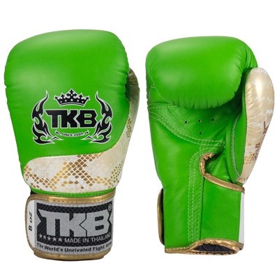 [古川小夫] TOP KING 蟒蛇雙色款 泰國名牌 TKB 拳擊 泰拳 手套  真皮拳套 - 蛇皮 綠白金