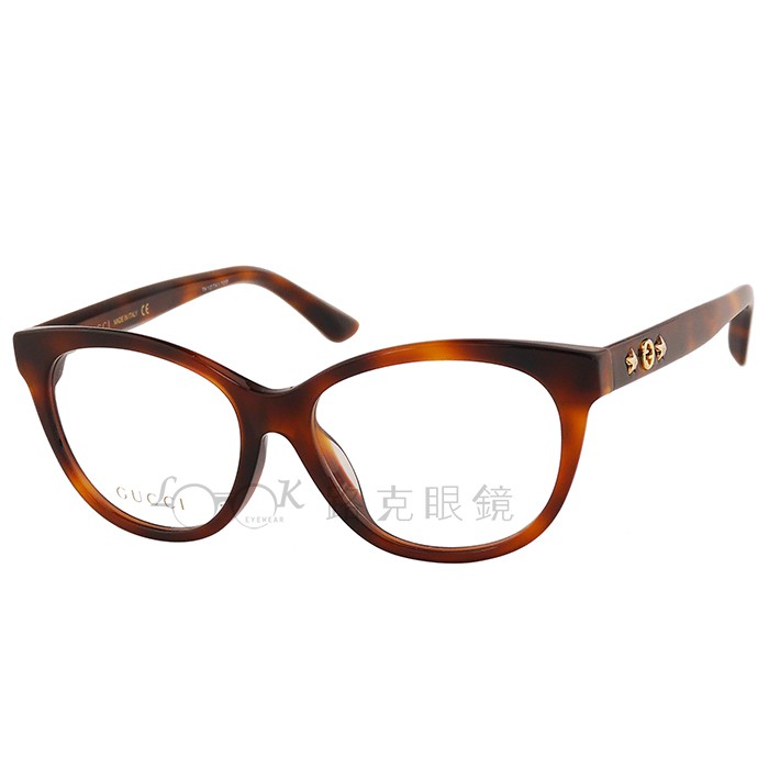 【LOOK路克眼鏡】 Gucci 光學眼鏡 雙G 星星 大黃蜂 琥珀框 GG0211OA 002