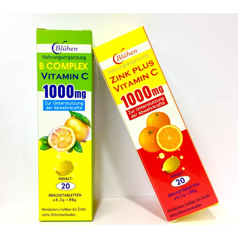 嚴選公司貨 德國進口 高單位速補美c 鋅 B C發泡錠20錠維他命c發泡錠 蝦皮購物