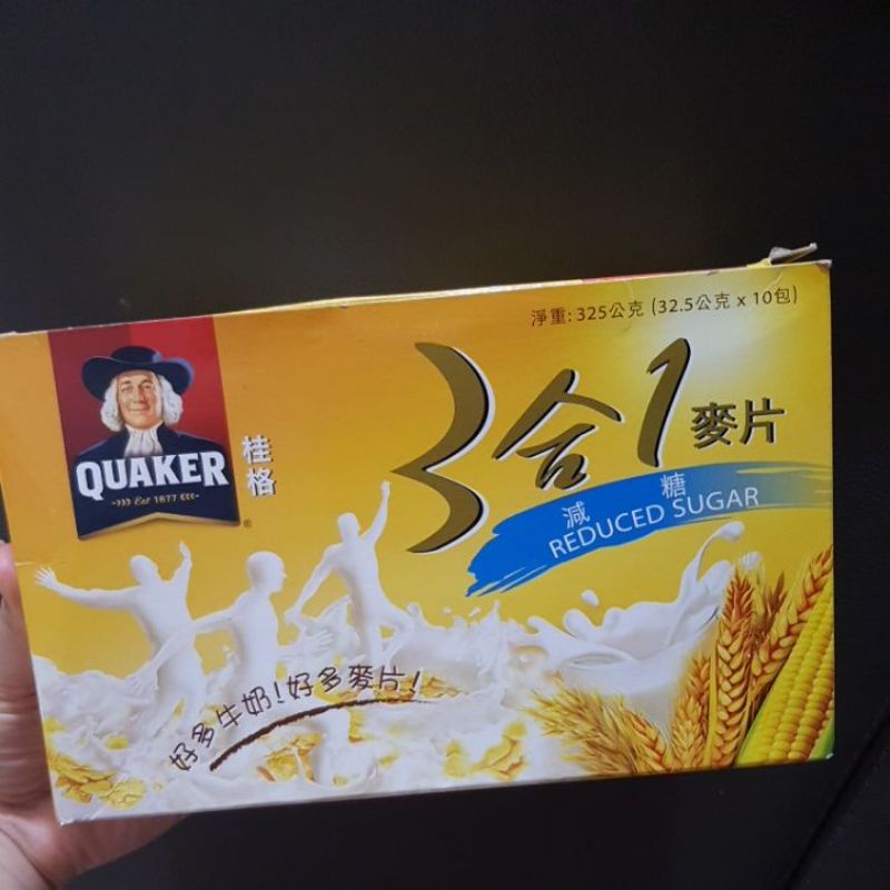 桂格三合一麥片-減糖32.5g*5包 ＄30