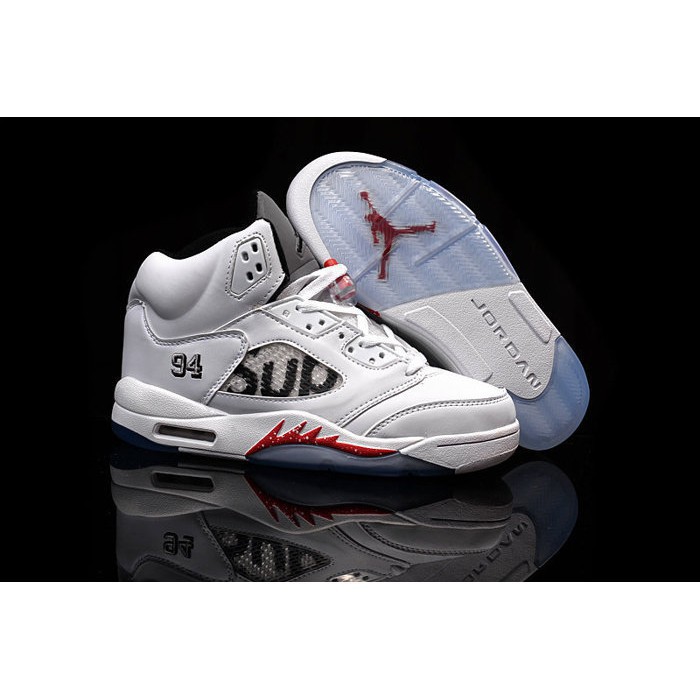 Nike Air Jordan 5 x Supreme WHITE 喬丹聯名電繡94 全白| 蝦皮購物