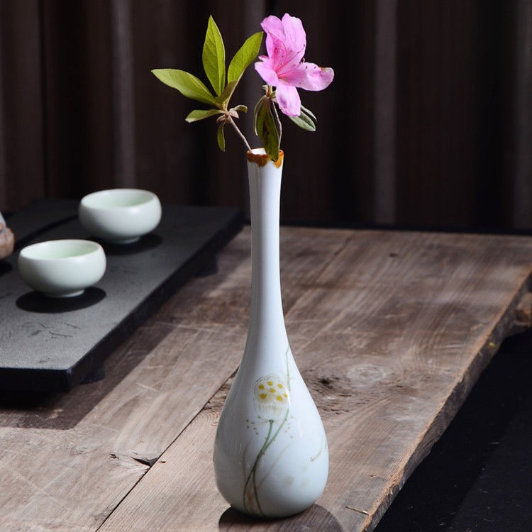 玉凈瓶茶道花插花器家居擺件景德鎮陶瓷小花瓶觀音瓶供佛佛教用品 蝦皮購物