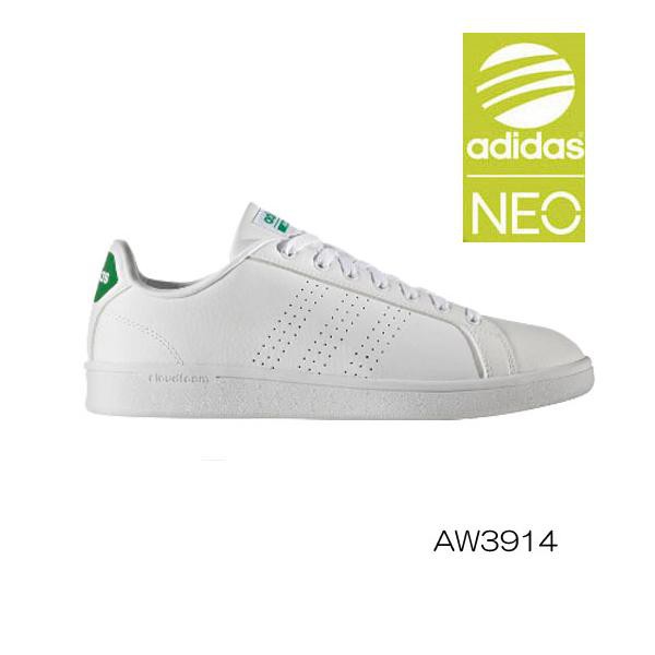 【鞋印良品】adidas 愛迪達 NEO CLOUDFOAM 男 休閒 運動鞋 AW3914 皮革 基本款 百搭 白綠色