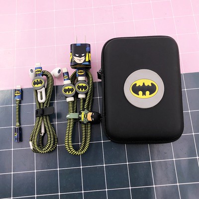 iPhone充電線彈簧繩保護線/保護套 耳機保護線/保護套 集線器-蝙蝠俠版