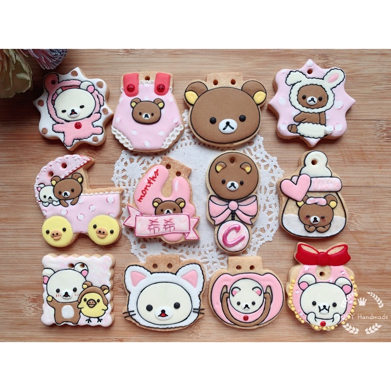 TOBY🐯拉拉熊rilakkuma懶懶熊（可換藍色系）-糖霜餅乾(低糖)、生日禮物、幼稚園禮物、婚禮小物、收涎餅乾