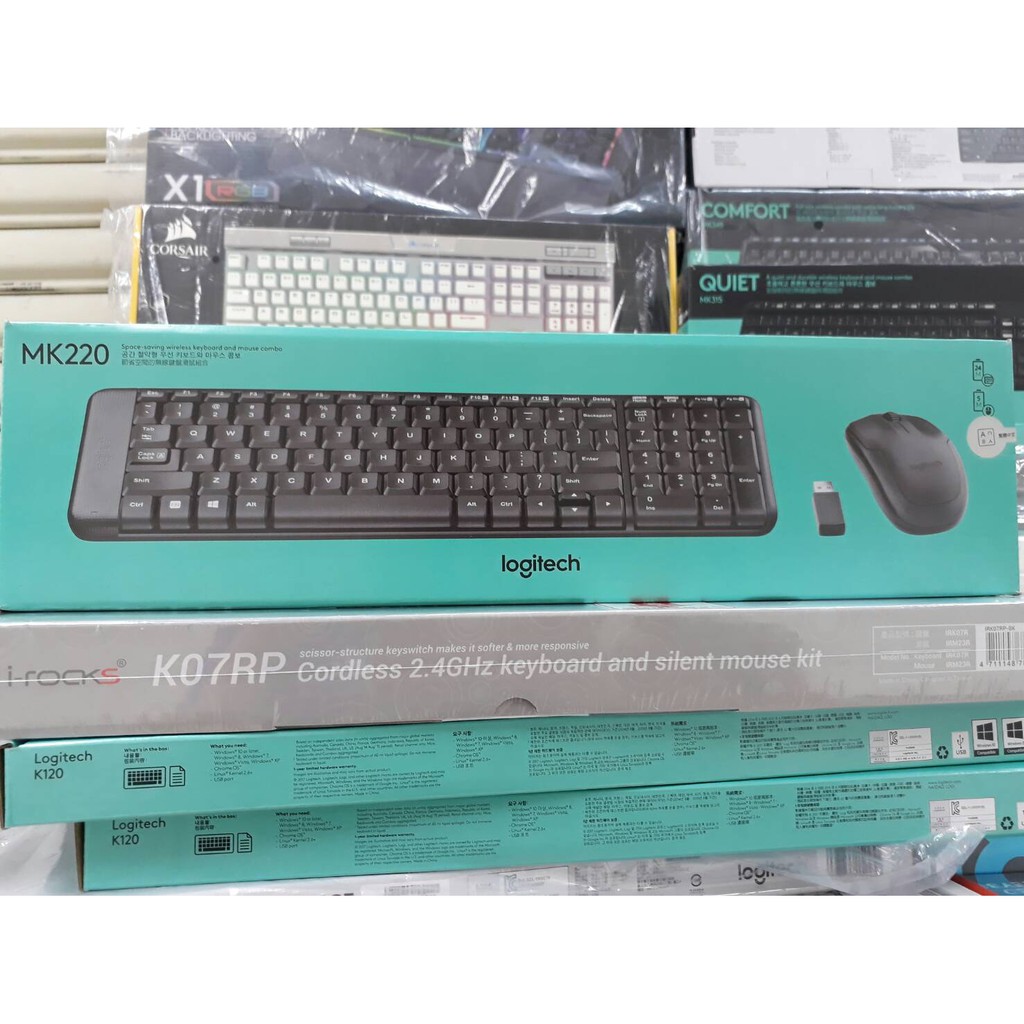 羅技 Logitech MK220 無線鍵盤滑鼠組 鍵鼠組 只需一個接收器  無聲 免對頻 黑色 3年保固