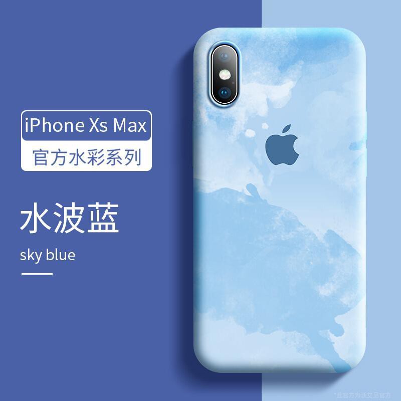 【高品質高顏值】iPhoneXsMax手機殼夏荷色液態硅膠蘋果x保護ins超火水彩渲染ipho