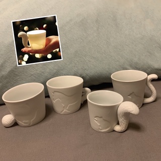 【CHENset】K107 日本 森林 童趣動物 透光 小兔 馬克杯 小馬 立體尾巴 蠟燭杯 松鼠 陶瓷 貓咪 咖啡杯