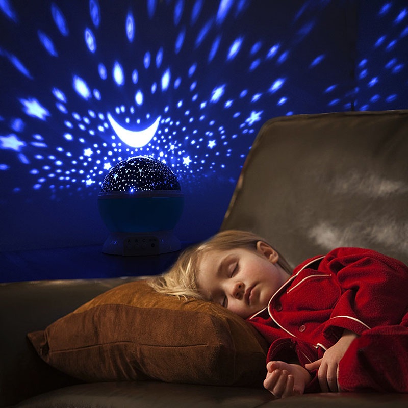 360º旋轉星型投影儀燈兒童臥室 LED 小夜燈嬰兒燈裝飾旋轉星空苗圃月亮投影儀檯燈