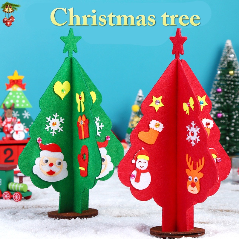 聖誕節diy 不織布聖誕樹手工材料包 藝術與手工藝套裝 兒童益智玩具 聖誕節裝飾道具
