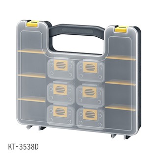 臺灣製【PRO專業級零件收納盒(隔板*6+內盒*6) KT-3538D】分類盒 零件盒 收納盒 工作提盒 手提工作箱