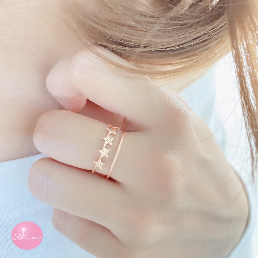 韓國 雙槓星序造型戒指 可調 戒 戒指 台灣現貨【Bonjouracc】