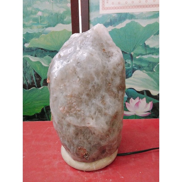 月理鹽燈10.9公斤~喜馬拉灰白鹽燈~ 只賣1090元~玉石底座可調適開關