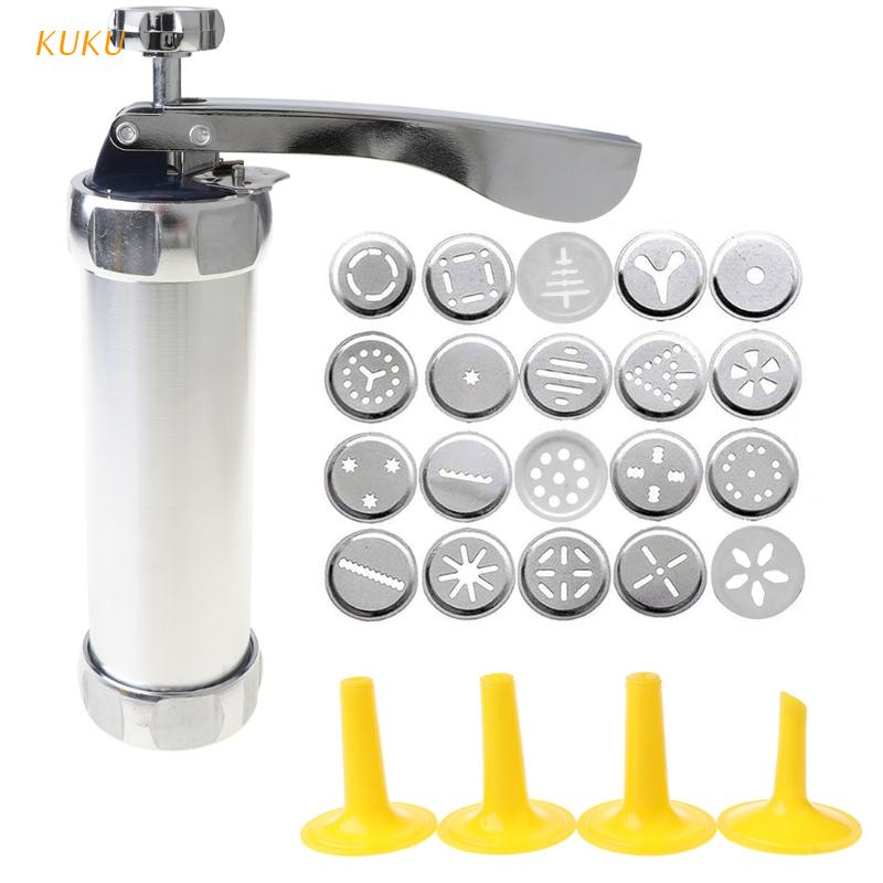 [KUKU] Cookie Press,Cookie Press Gun Kit,DIY 餅乾機和油條機,帶 20 個裝