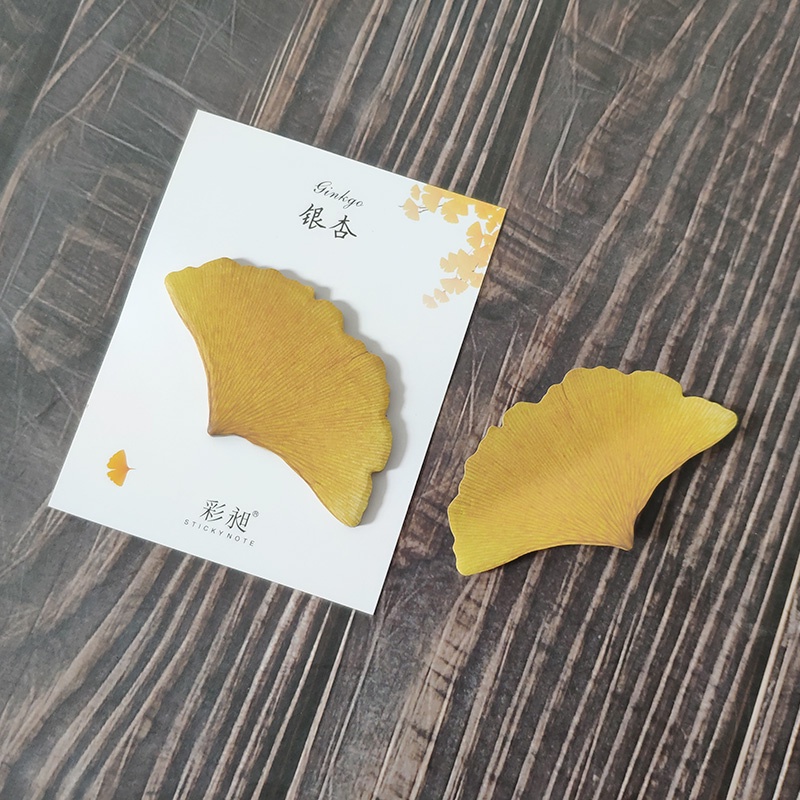 熱銷新款 好看的高顏值仿真樹葉異形狀便利貼小條有粘性可粘貼小學生用品兒童可撕手賬留言板記事備忘便簽n次貼紙本子 婷婷