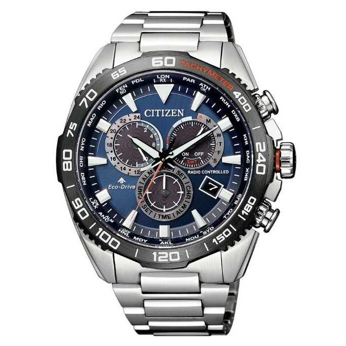CITIZEN 星辰錶 CB5034-82L PROMASTER 廣告款/光動能電波對時萬年曆計時腕表/藍面44.6mm