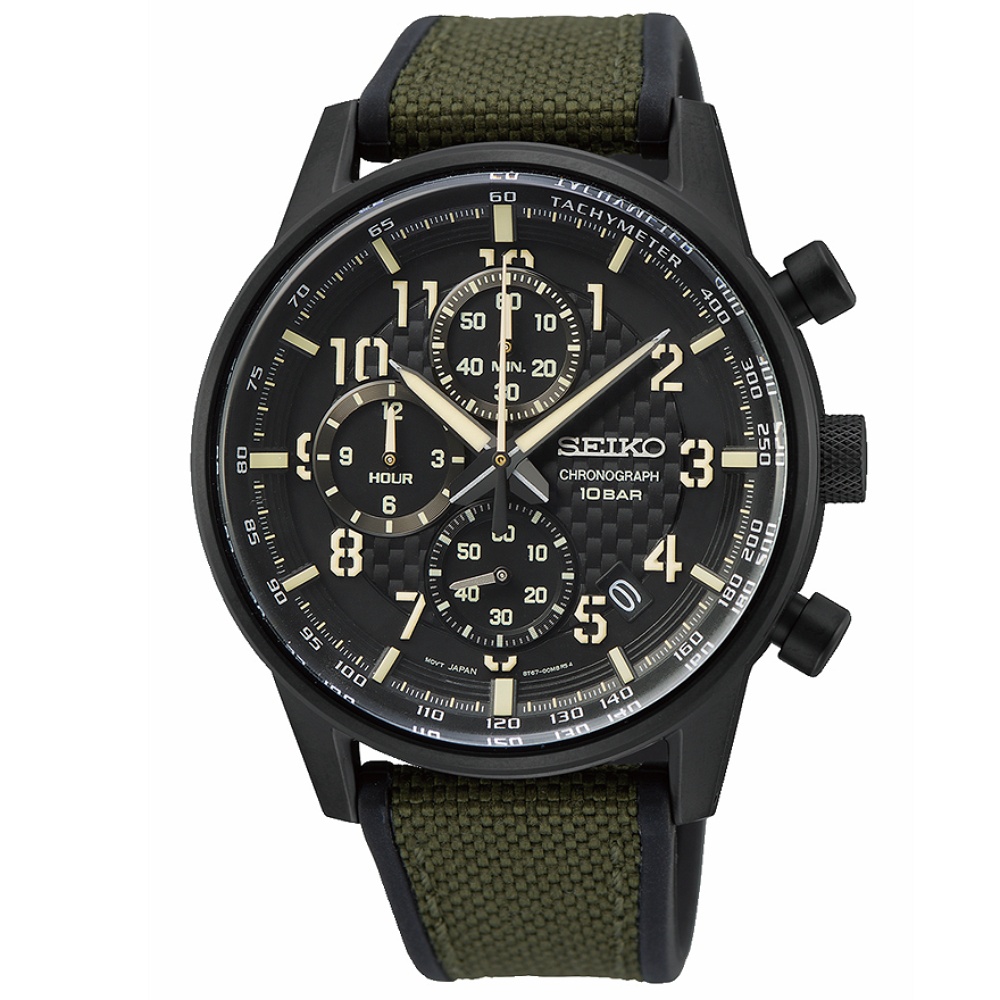 SEIKO 精工 CS系列 時尚軍綠計時腕錶 (SSB373P1/8T67-00M0SD) SK042