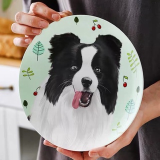 邊境牧羊犬陶瓷西餐盤菜盤牛排盤子創意寵物家用陶瓷餐具