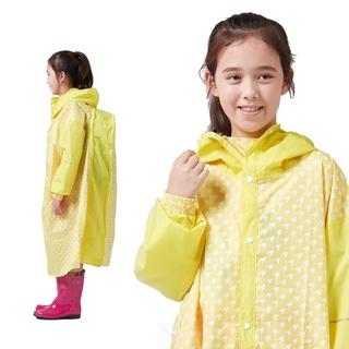 [安信騎士] BAOGANI 寶嘉尼 B07 兒童 千鳥格 背包客多功能前開拉鍊雨衣 黃色 背包 雨衣 一件式 連身式