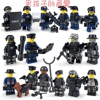 相容樂高Lego益智進口拼圖環保無味小顆粒人仔軍事反恐特警警察武器人偶兒童小孩男孩女孩拼裝 積木
