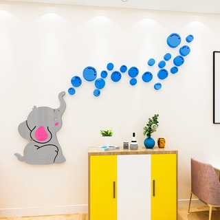 大象吹泡泡3d水晶 壓克力 立體壁貼 牆貼 兒童房民宿布置幼兒園牆裝飾亞克力貼紙