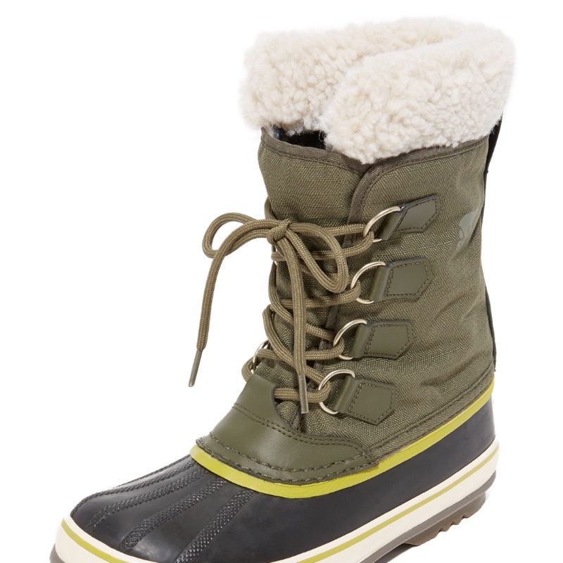 ［二手］Sorel 加拿大雪地靴品牌軍綠色防水帆布料鞋帶功能性耐穿防寒止滑保暖棉絨短靴皮靴獵鴨靴雪靴