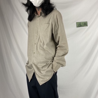 KENZO Homme 古著正品 灰麻素面口袋長袖襯衫 39