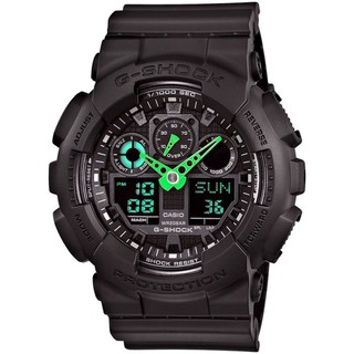 【紐約范特西】現貨 CASIO G-Shock GA-100C-1A3 手錶 消光 雙顯 潮流重灌錶 黑綠 指標