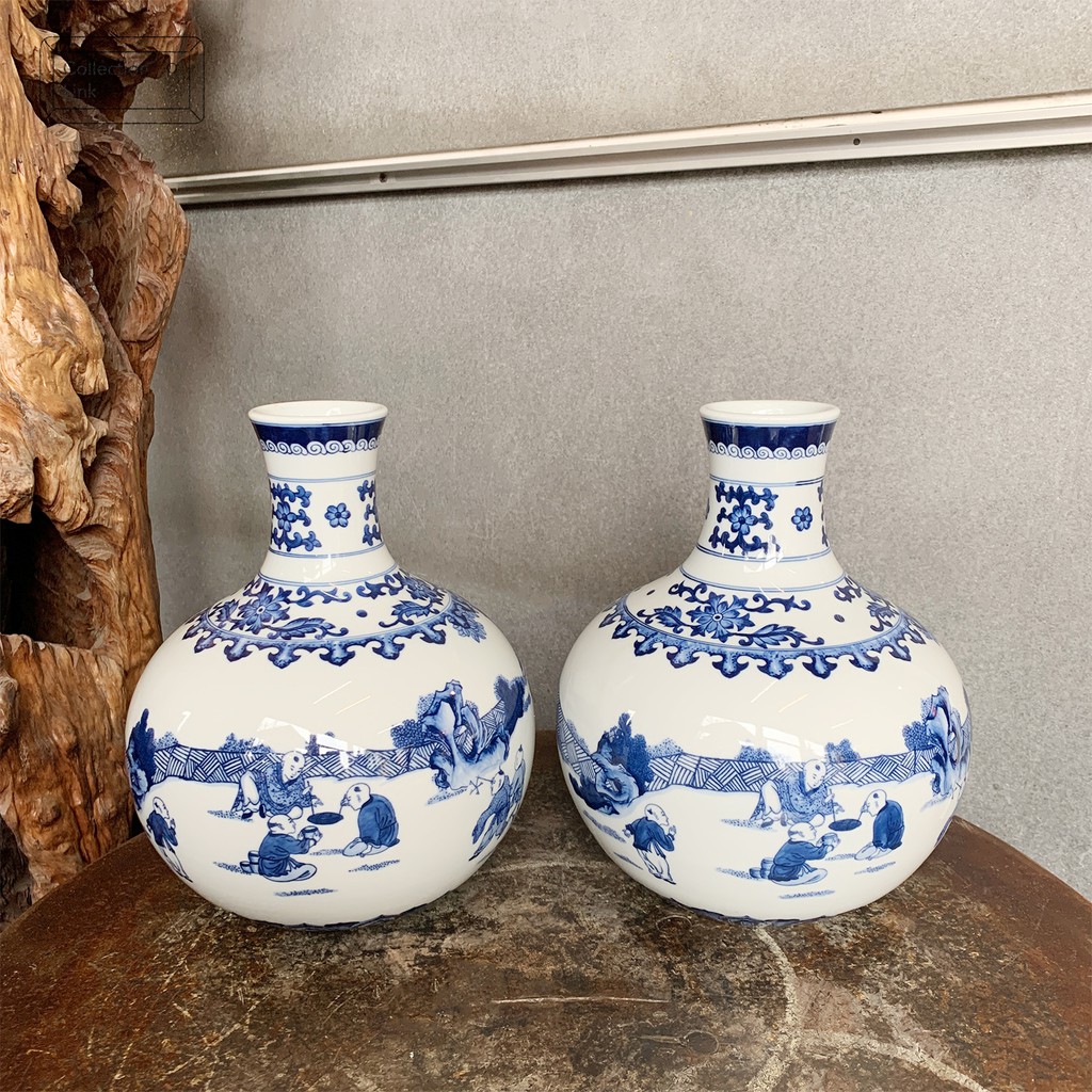 鶯歌自然窯市拿青花瓷花瓶小花瓶瓷器收藏擺飾 蝦皮購物