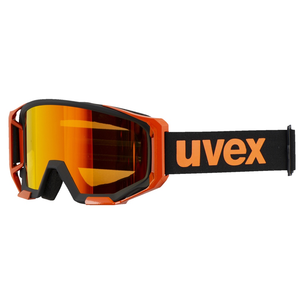 【德國Louis】Uvex越野摩托車護目鏡 大視野防霧抗UV頭帶眼鏡消光黑橘鏡框橘色電鍍鏡片可戴眼鏡編號20016286