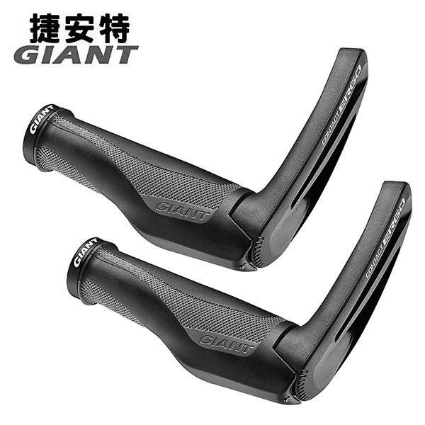 【思購易】GIANT捷安特CONNECT ERGO MAX PLUS 握把牛角組(黑灰)手把 把手 牛角把手 手握牛角